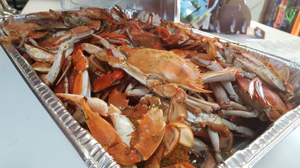 Locally Caught Steamed Blue Crabs by the Bushel